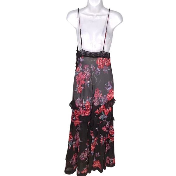Free People Intimately Stay Awhile Floral Maxi Dress Black Sheer S - Picture 10 of 10